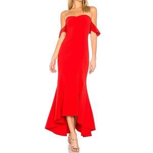 Likely Size 4 Red Flutter Sleeve Sweetheart High-Low Sunset Cocktail Dress Gown